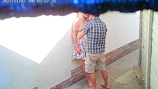 Cctv camera caught couple fucking outside public restaurant