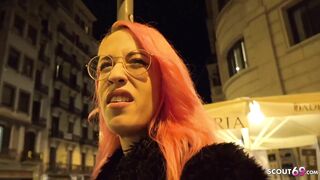 German Scout - Crazy pink hair Latina girl Lilian get eye rolling orgasm at pickup sex