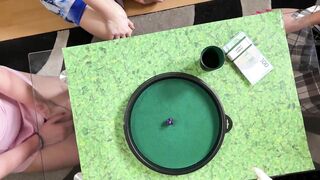 Dice Challenge Handjob Competition Game with 3 Hot Amateur Girls to Make a Big Cock Guy Cum for Taking His Cumshot