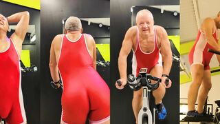 Working out in a red Bumchums singlet