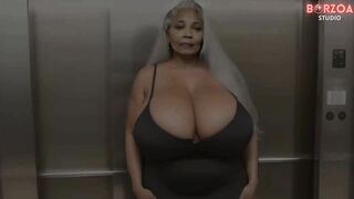 Old grandma have sex with young virgin boy in elevator and give his big dick blowjob (3D/hentai)